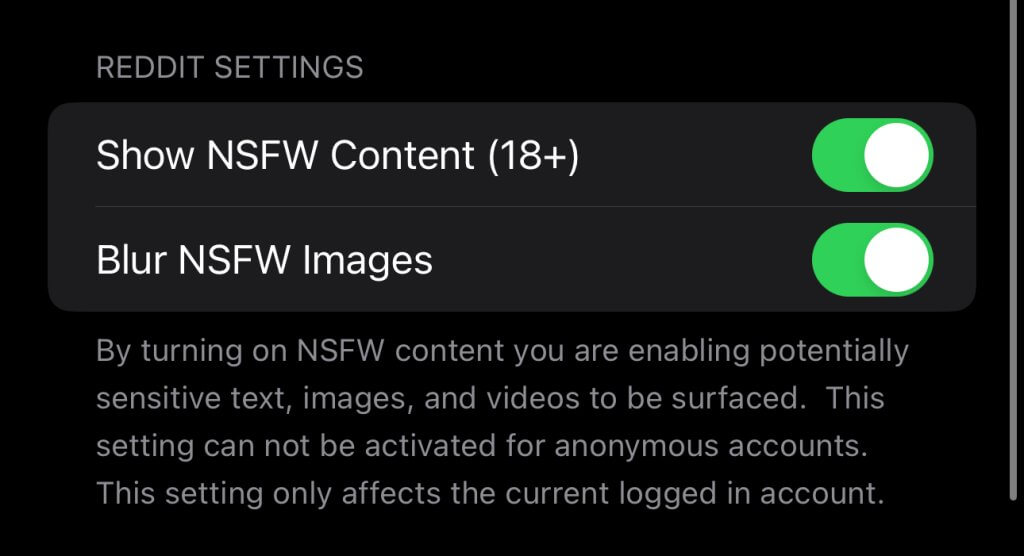 reddit nsfw settings ios